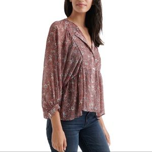 Lucky brand floral long sleeve blouse